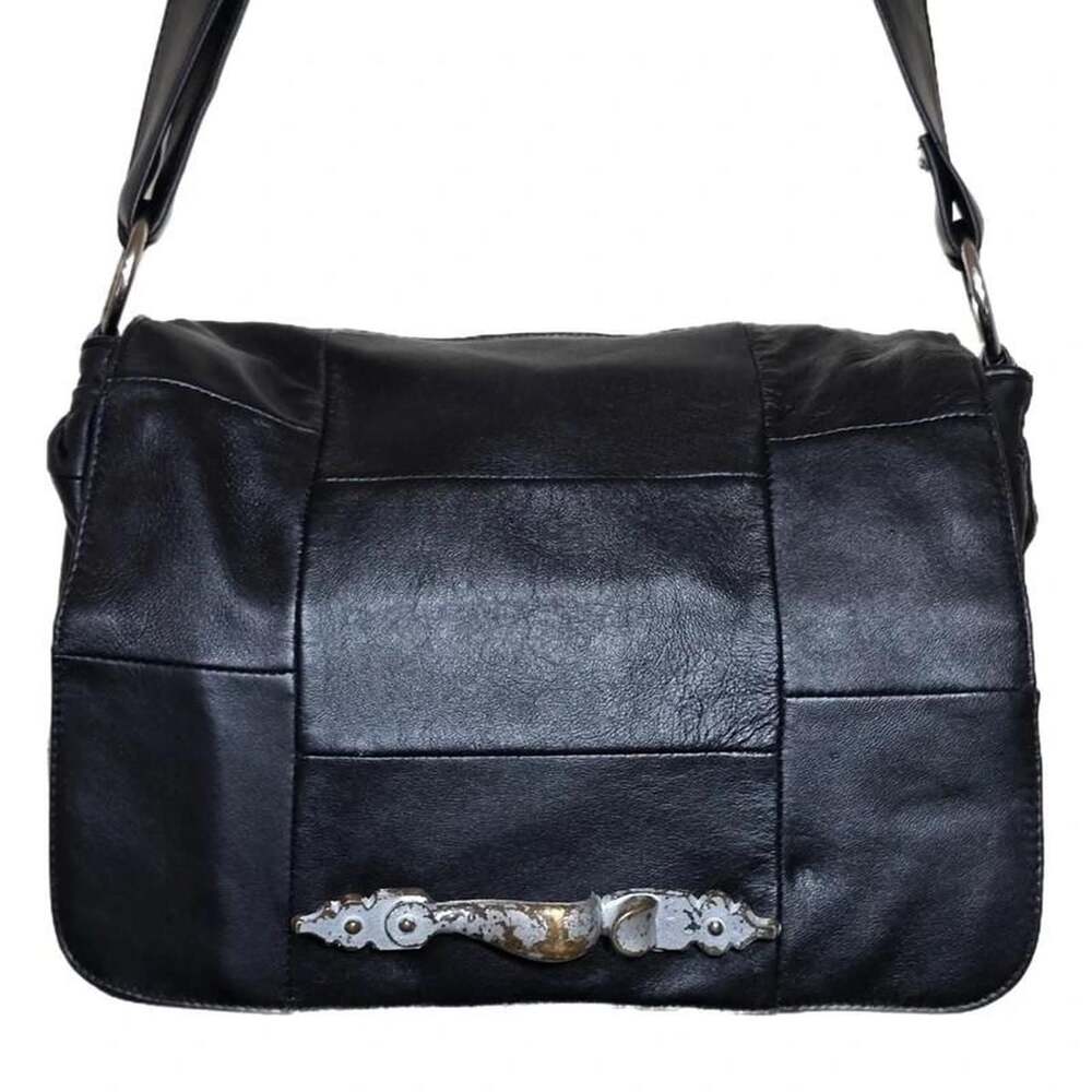 Accessories Custom Y2K Genuine Leather Patchwork Moto Shoulder Bag - Picture 1 of 8